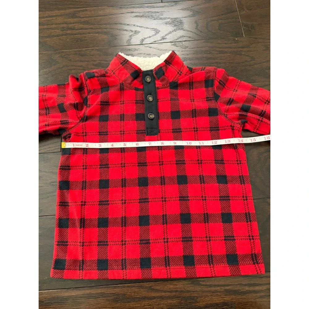 Carters Kids 5T Red Black Buffalo Plaid Fleece Pullover and Pants Set 2N949710